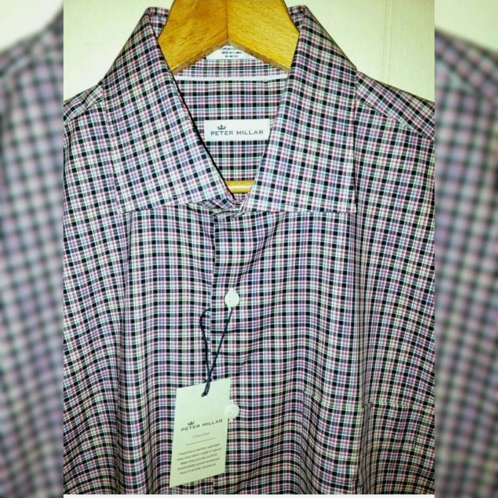 PETER MILLAR CROWN LONG SLEEVE BUTTON-FRONT SHIRT MEN'S SIZES LARGE & SMALL NWT
